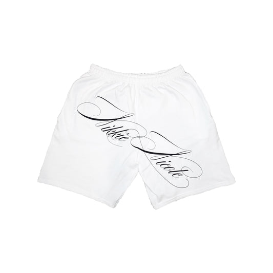 White Scripture Jogger Shorts